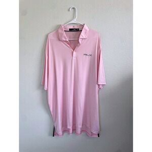 RLX Ralph Lauren Men's Pink Stripe Golf Polo Shirt XXL Breathable Lightweight